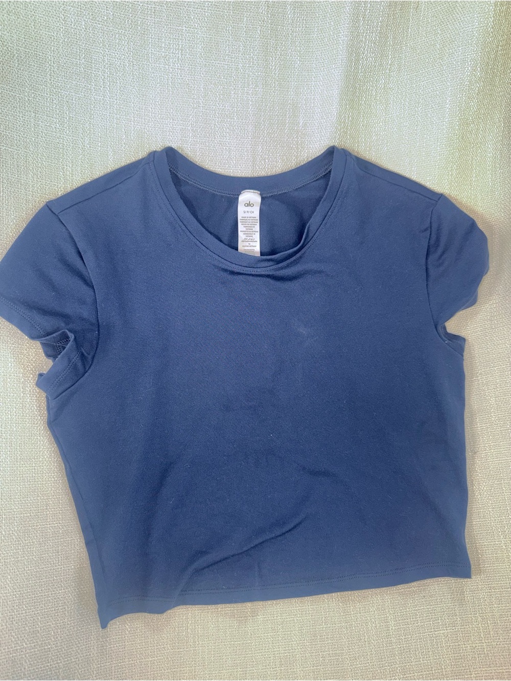 ALO Yoga Navy Short Sleeve Crop Top - Picture 3 of 7